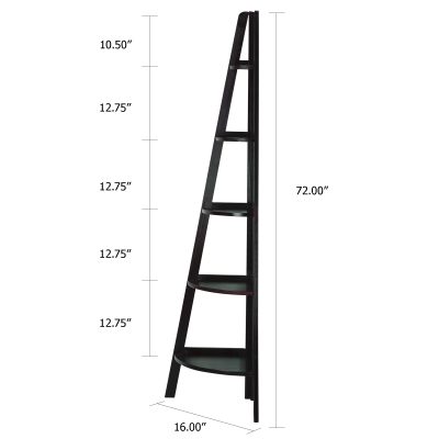 5-Shelf Corner Ladder Bookcase Dimension Information