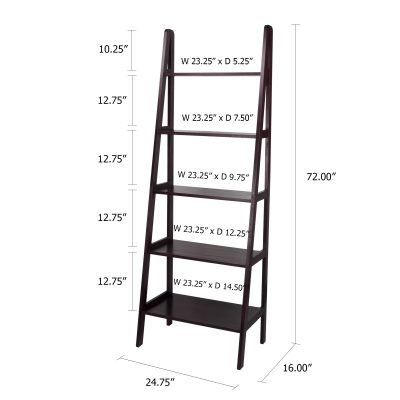5-Shelf Ladder Bookcase Dimensions