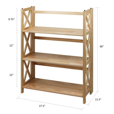 Montego Style 3-Shelf Folding Bookcase Dimension