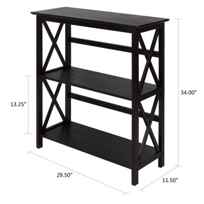 Montego Style 3-Shelf Bookcase dimensions