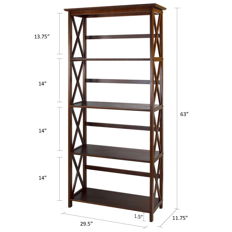 Montego Style 5-Shelf Bookcase - Casual Home