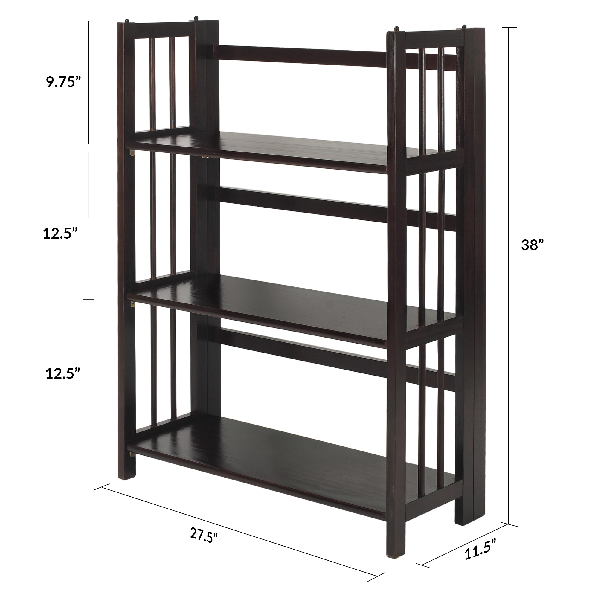 3-Shelf Folding Stackable Bookcase (27.5″ Wide) - Casual Home