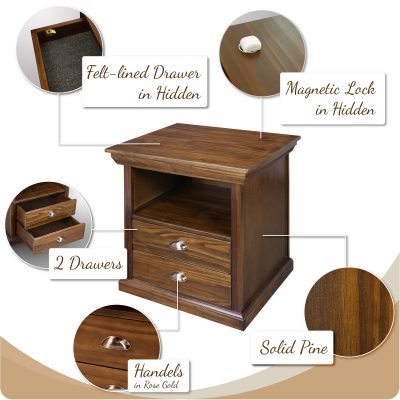 Lincoln Nightstand Furniture with Hidden Compartment