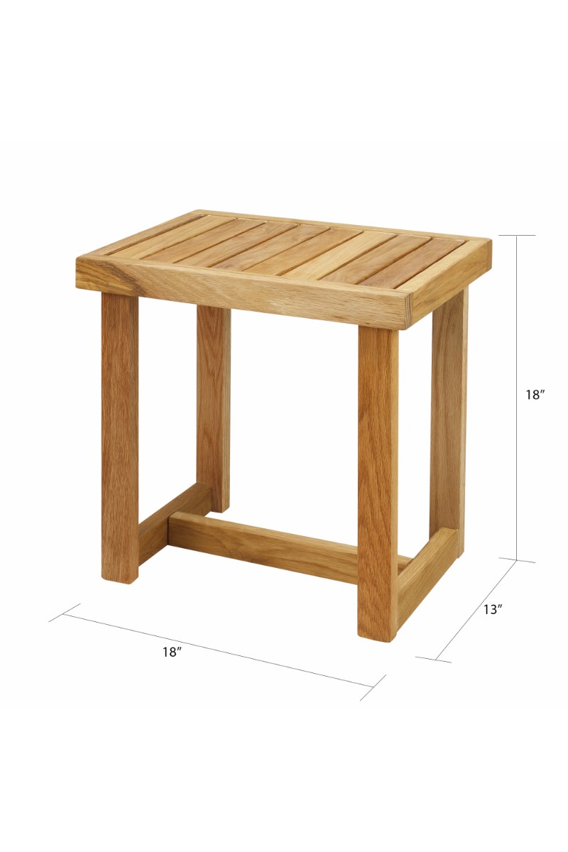 18″ Shower Bench with Solid American White Oak - Casual Home