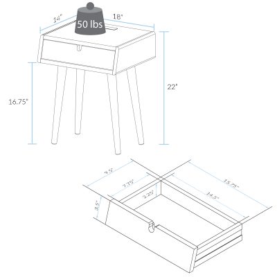 Freedom Nightstand/End Table Dimensions